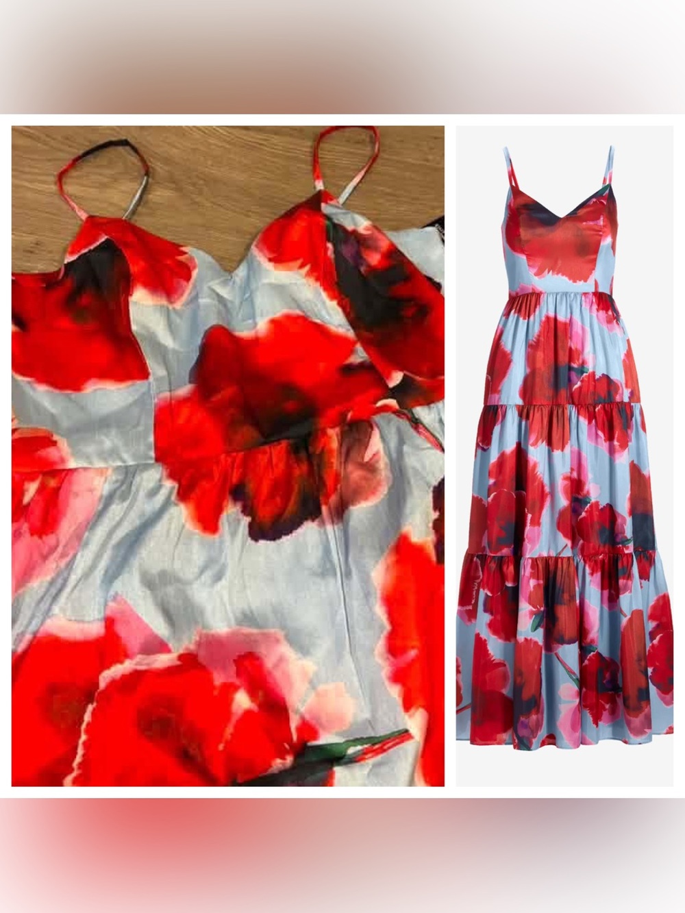 Boston Proper watercolor floral tiered maxi gown